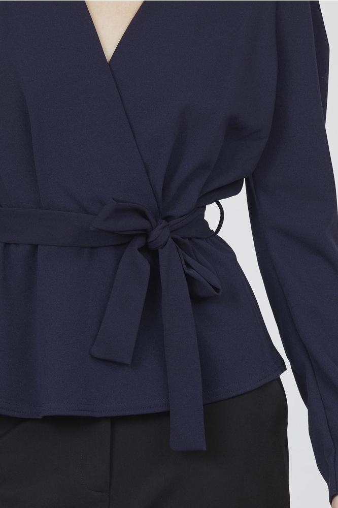 SisterS point blauwe dames blouse | Close up