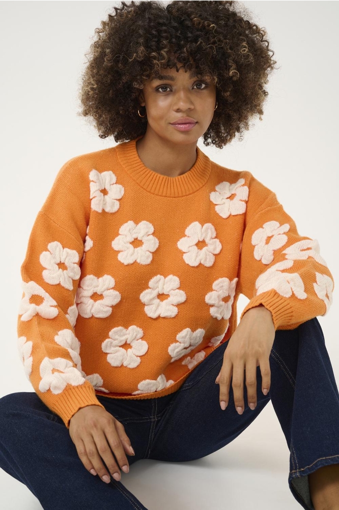 Culture oranje dames trui | Model vooraanzicht