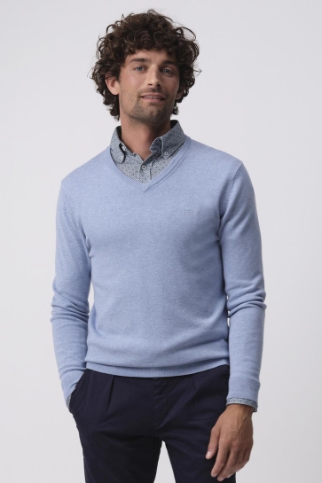 Campbell Trui LONDON TRUI V HALS 096100 3108 LIGHT BLUE MELANGE