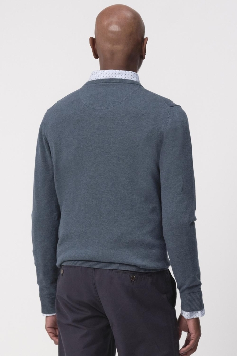 Campbell blauwe heren trui | Model achteraanzicht