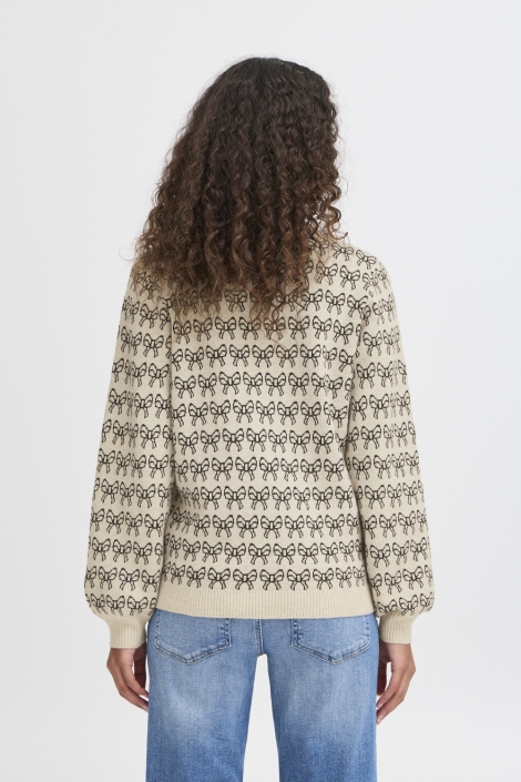 Ichi beige dames trui | Model achteraanzicht