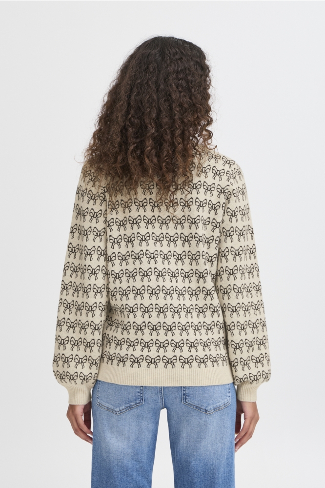 Ichi beige dames trui | Model achteraanzicht