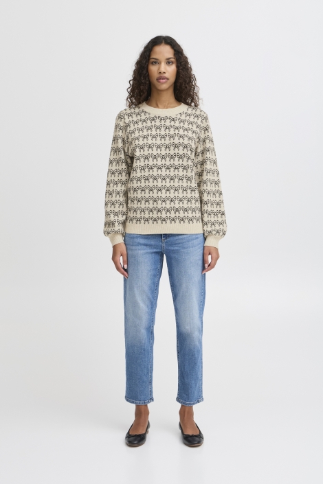 Ichi beige dames trui | Model