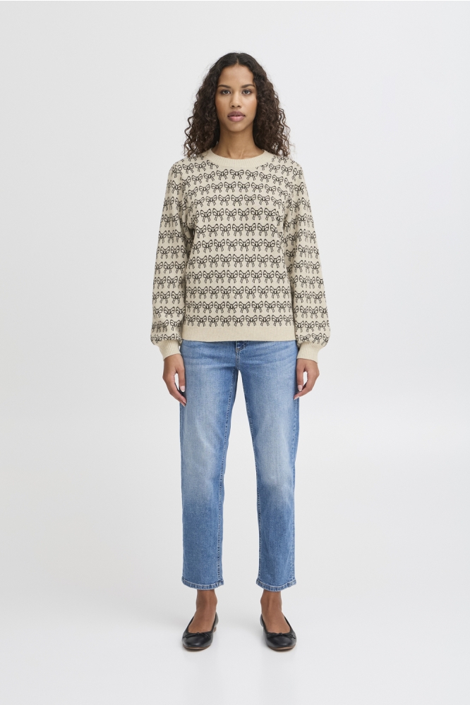 Ichi beige dames trui | Model