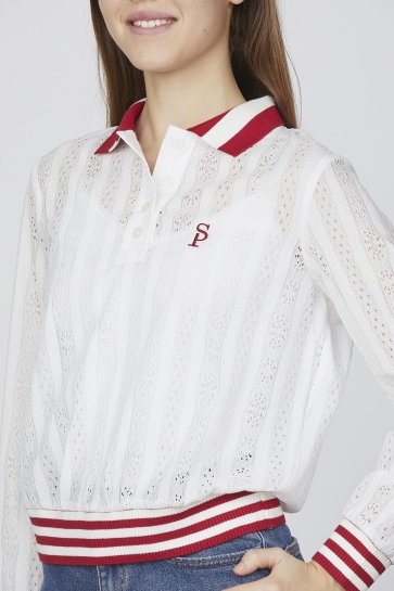 SisterS point T-shirt EINA POLO 18456 CREAM/RED