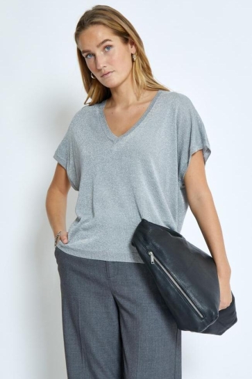 Minus Trui CARLINA BATSLEEVE KNIT T MI6259 112MET LIGHT GREY METAL