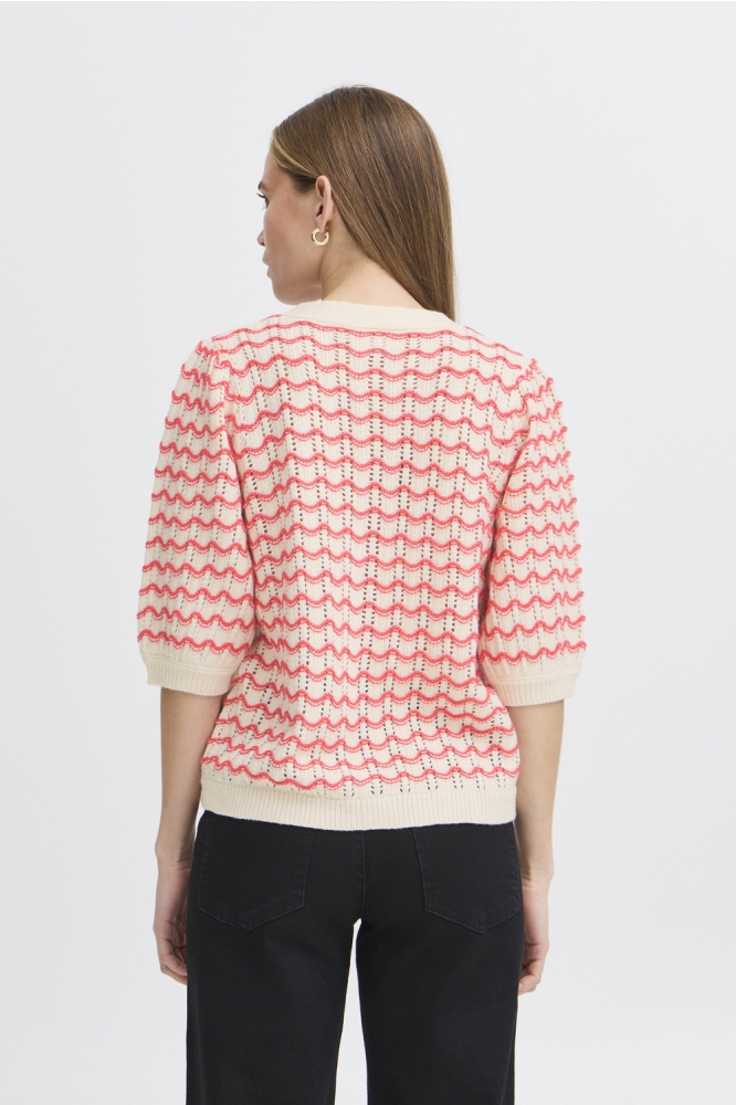 Ichi beige dames vest | Model achteraanzicht