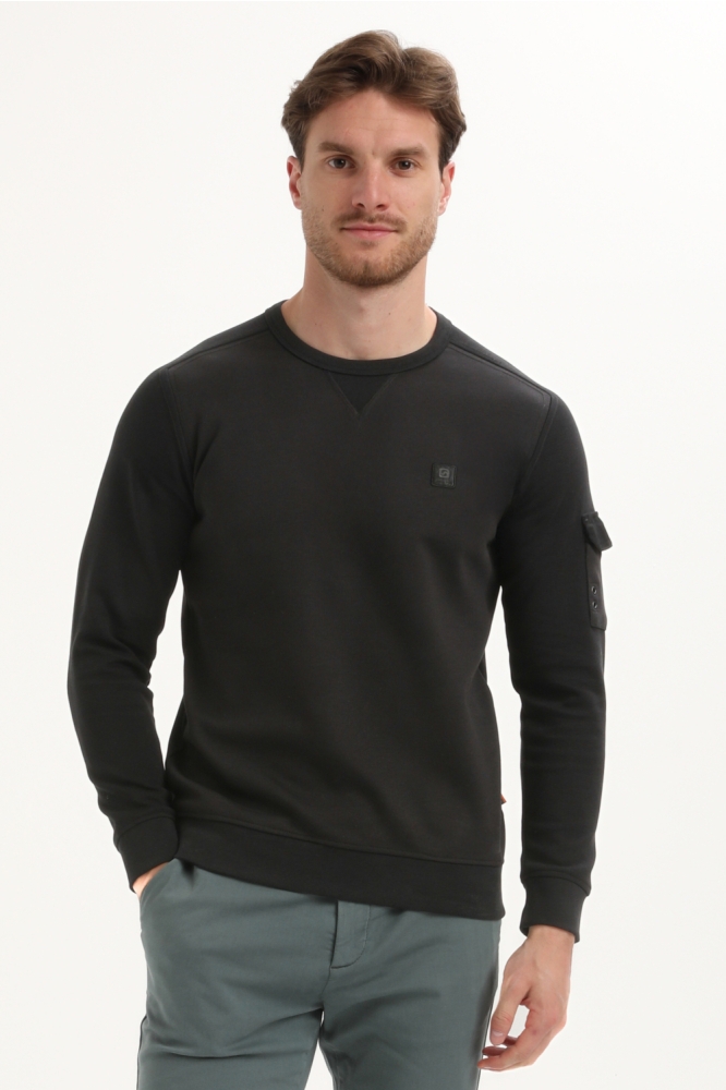 Gabbiano zwarte heren sweater | Model vooraanzicht