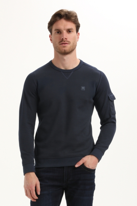 Gabbiano blauwe heren sweater | Model vooraanzicht