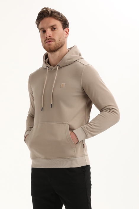 Gabbiano taupe heren sweater | Model vooraanzicht