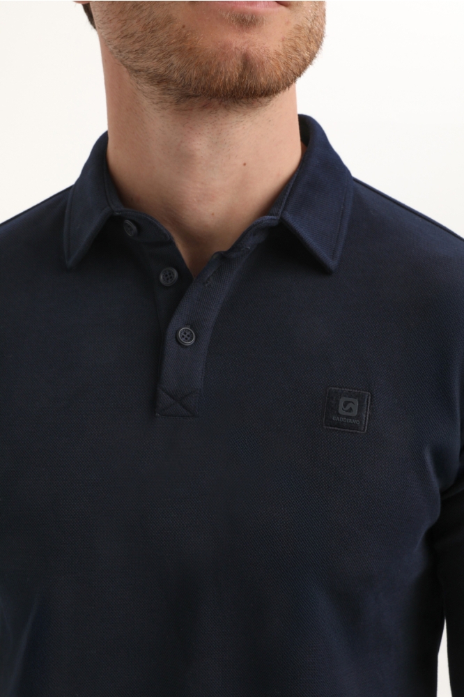 Gabbiano blauwe heren polo | Close up