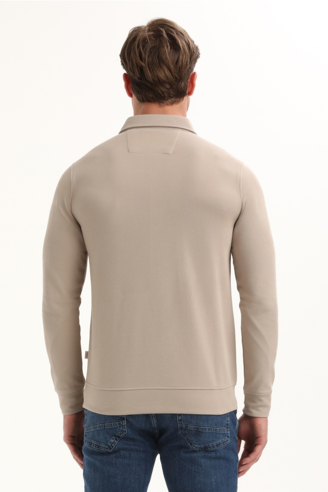 Gabbiano taupe heren polo | Model achteraanzicht