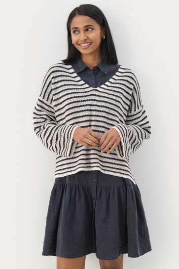 Part Two Trui NAHNIPW PU 30309425 303600 NAVY NATURAL STRIPE