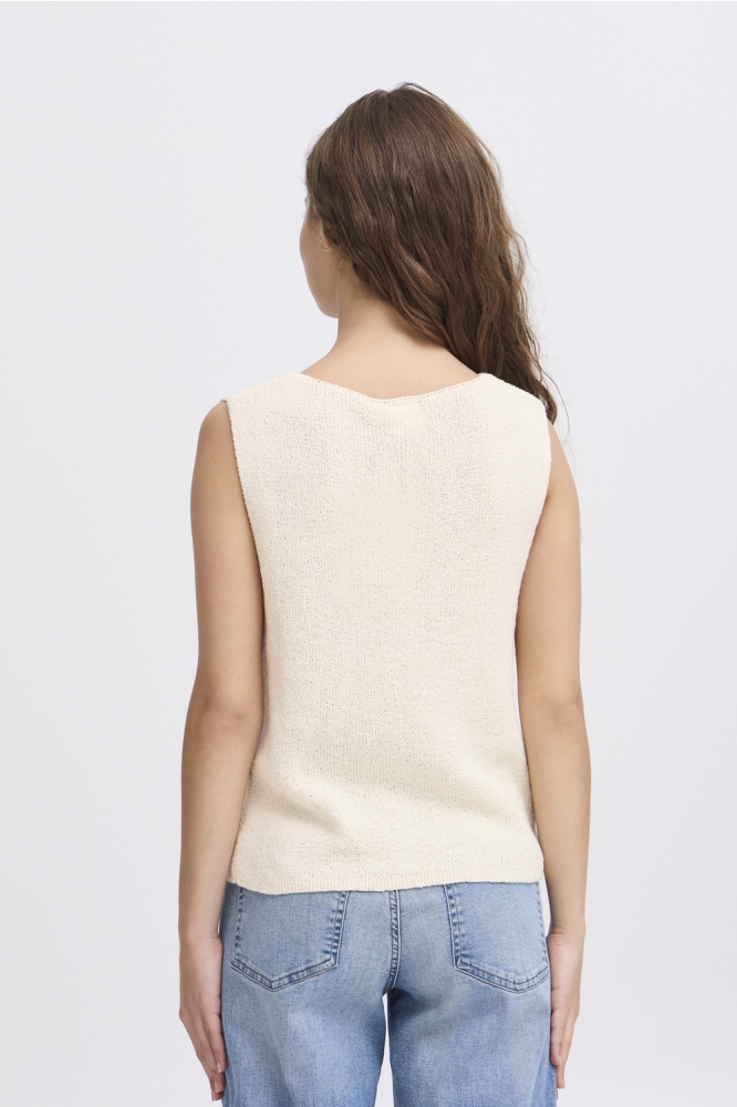 Ichi beige dames gilet | Model achteraanzicht