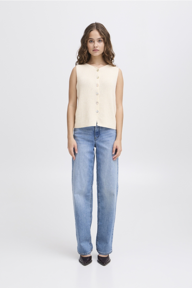 Ichi beige dames gilet | Model