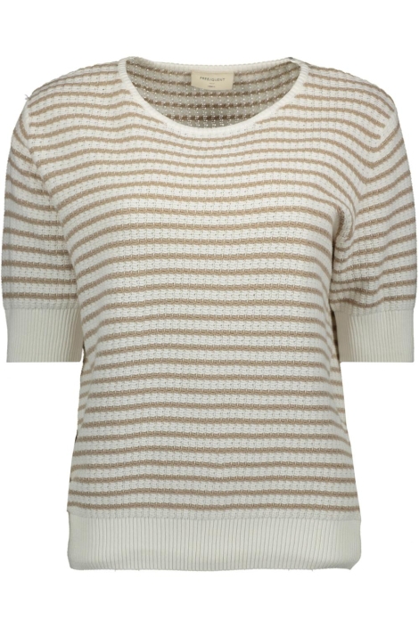 Freequent taupe dames t-shirt | Vooraanzicht