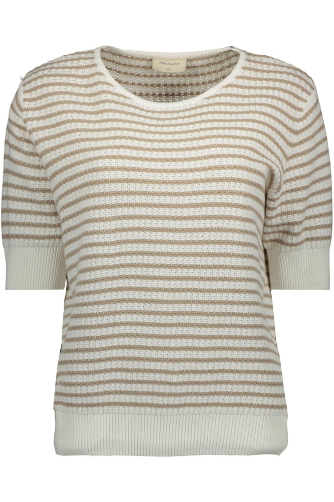 Freequent taupe dames t-shirt | Vooraanzicht