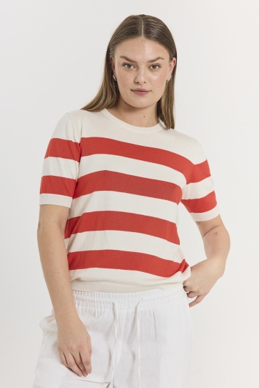Freequent T-shirt FQPIXIE PULLOVER 205691 STAR OFF WHITE/BITTERSWEET