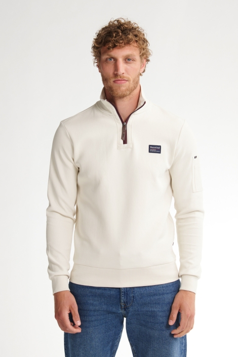 Petrol Industries beige heren sweater | Model vooraanzicht