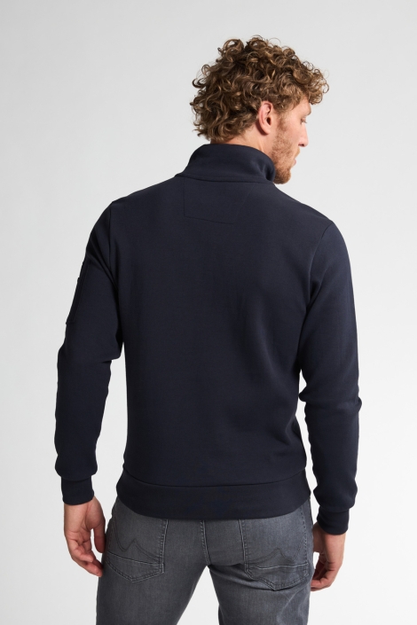 Petrol Industries blauwe heren sweater | Model achteraanzicht