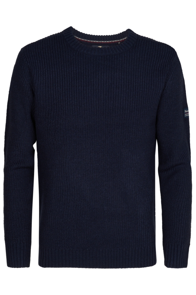 Petrol Industries blauwe heren trui | Vooraanzicht