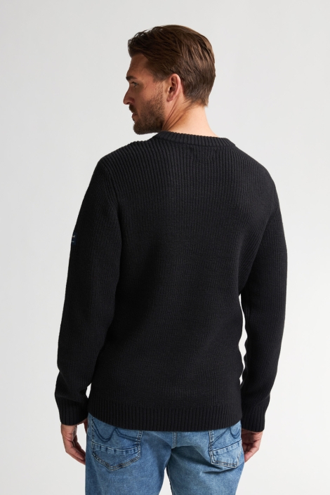 Petrol Industries zwarte heren trui | Model achteraanzicht