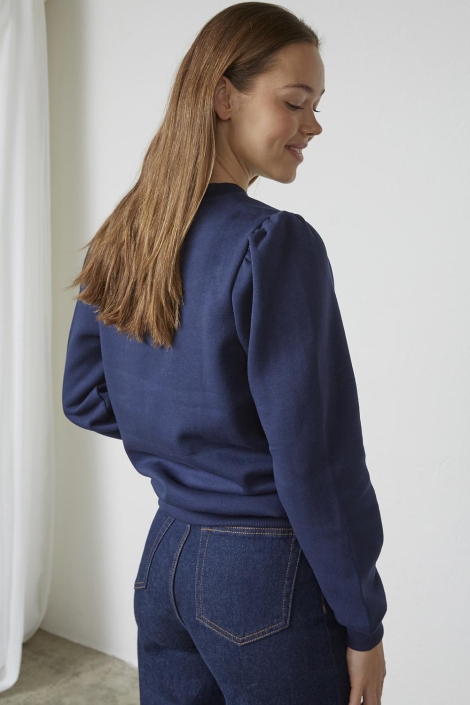 SisterS point blauwe dames sweater | Model achteraanzicht