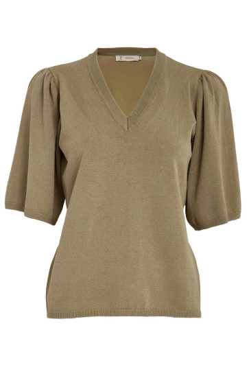 Peppercorn Trui GLENDA SHORT SLEEVE KNIT PC8231 0148 GRAY GREEN