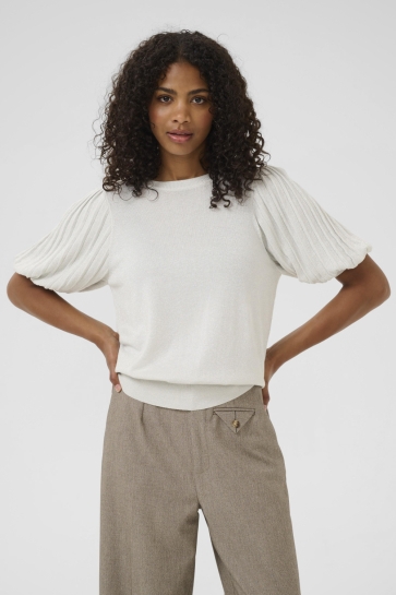 Kaffe Trui KAREGINA PLEAT PULLOVER 10510339 110602 CHALK