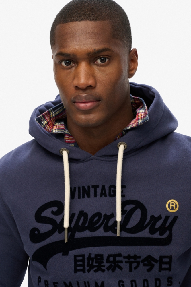 Superdry blauwe heren sweater | Close up