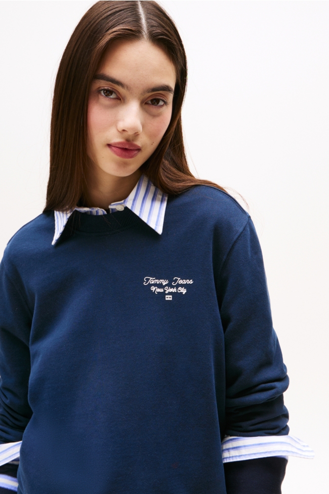 Tommy Jeans blauwe dames sweater | Close up