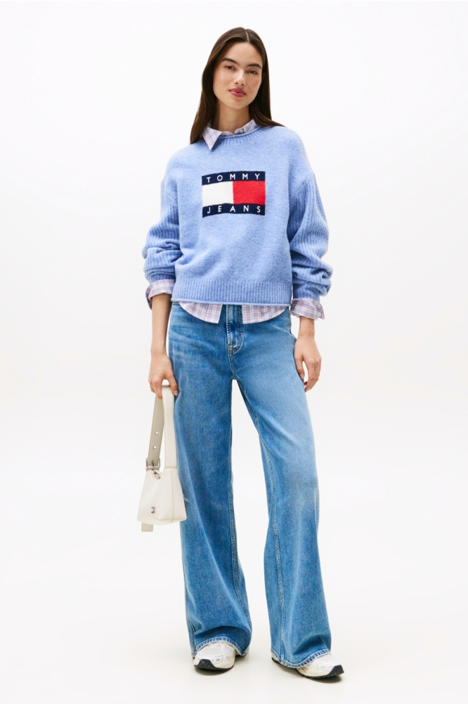 Tommy Jeans blauwe dames trui | Model
