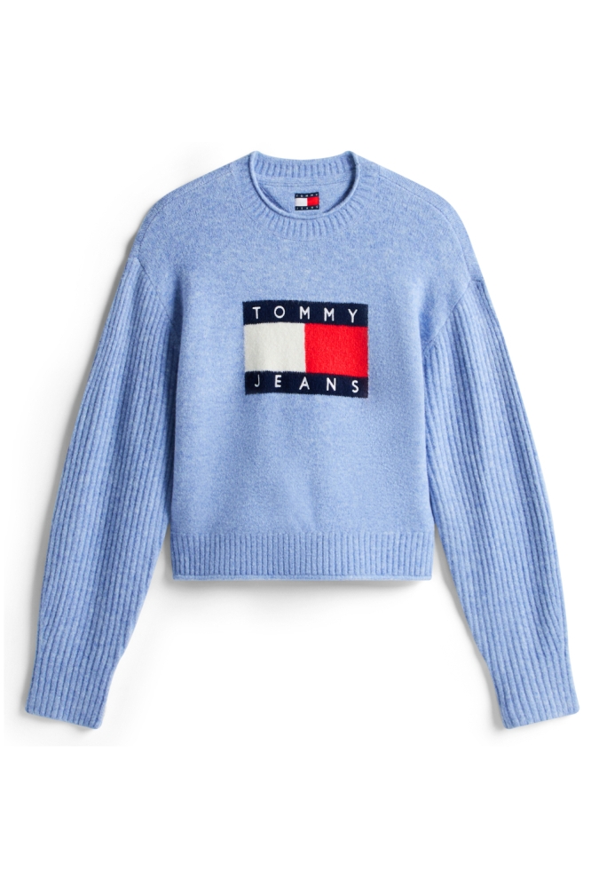 Tommy Jeans blauwe dames trui | Vooraanzicht