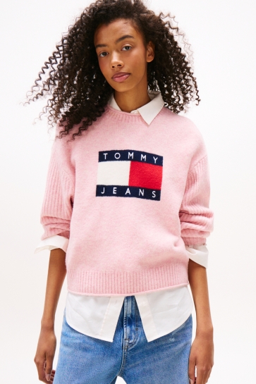 Tommy Jeans Trui TJW MELANGE FLAG SWE DW0DW21782 T08 MISTIC PINK HTR