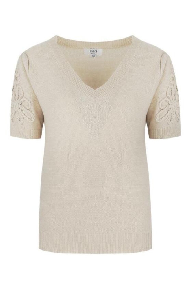 C&S The Label beige dames t-shirt | Vooraanzicht