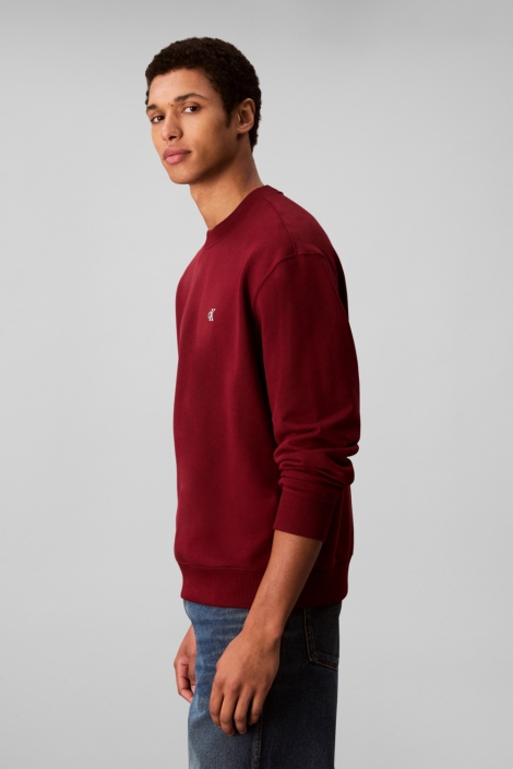 Calvin Klein bordeaux heren sweater | Model zijaanzicht