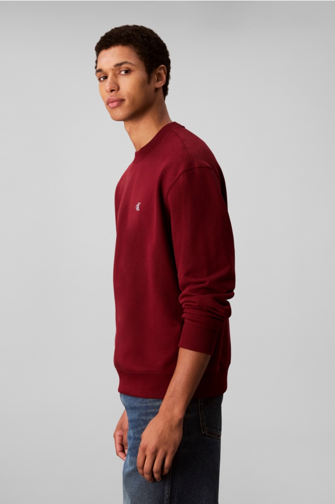Calvin Klein bordeaux heren sweater | Model zijaanzicht