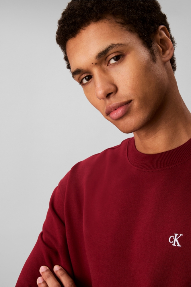 Calvin Klein bordeaux heren sweater | Close up