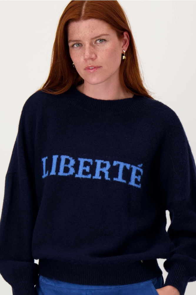 Zusss blauwe dames trui | Close up