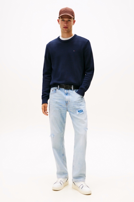 Tommy Jeans blauwe heren trui | Model