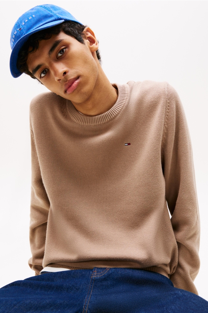 Tommy Jeans taupe heren trui | Close up