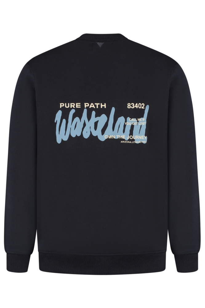 Pure Path blauwe heren sweater | Achteraanzicht
