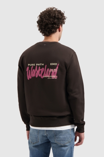 Pure Path Trui REGULAR FIT CREWNECK LS SWEATERS 25030310 96 DARK BROWN