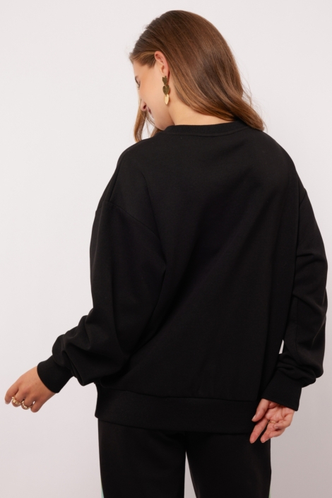Fluresk zwarte dames sweater | Model achteraanzicht
