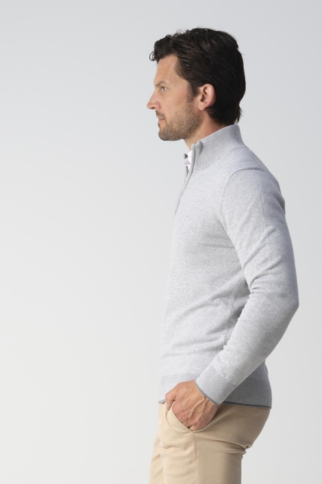 Campbell grijze heren trui | Model zijaanzicht