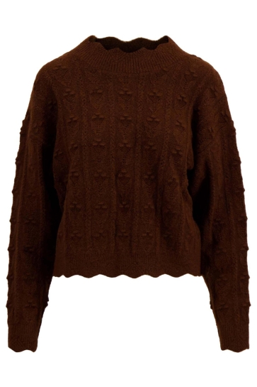 Zusss Trui AJOUR TRUI MET SCHULP 0305 085 1009 CHOCOLADEBRUIN