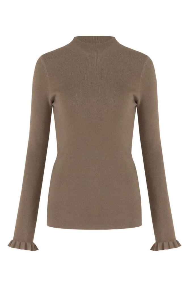 C&S The Label bronzen dames trui | Vooraanzicht