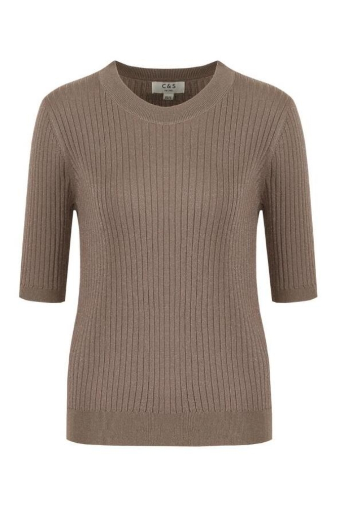 C&S The Label bronzen dames t-shirt | Vooraanzicht