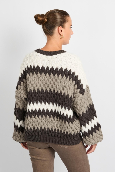 C&S The Label bruine dames trui | Model achteraanzicht