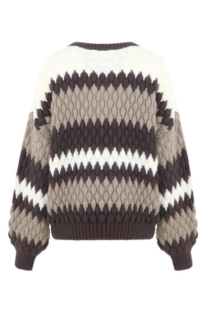 C&S The Label bruine dames trui | Achteraanzicht